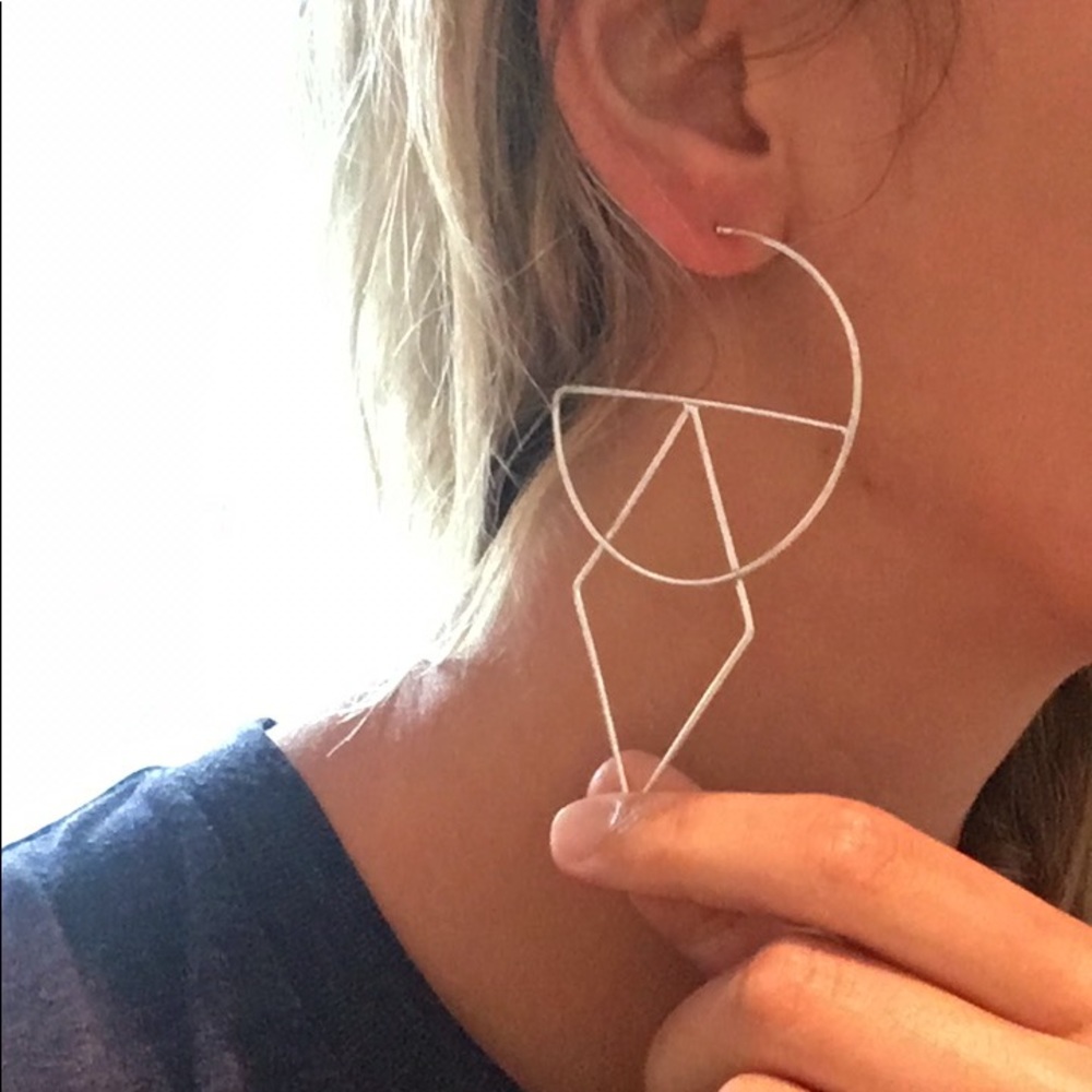 Geometric silver earrings
